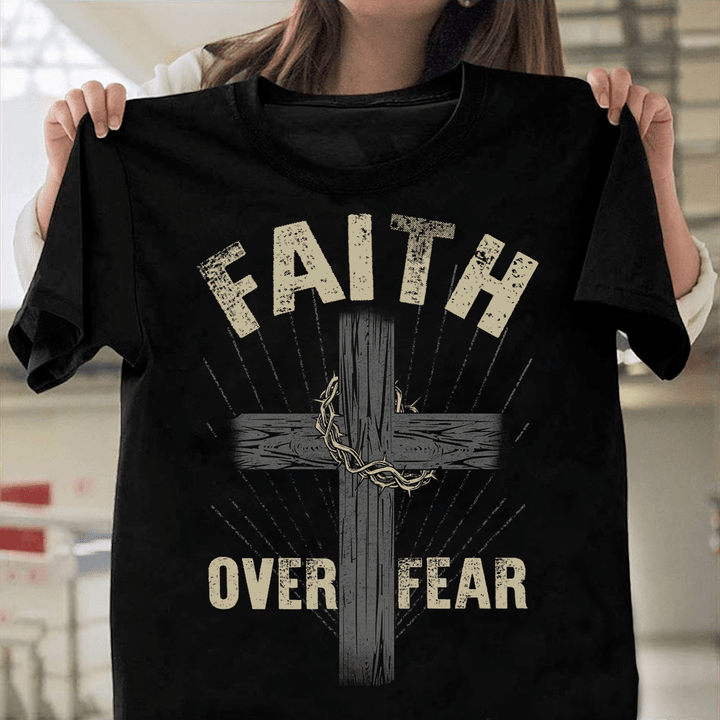 Christian Cross, Faith Over Fear T-Shirt KM0507 (Front)