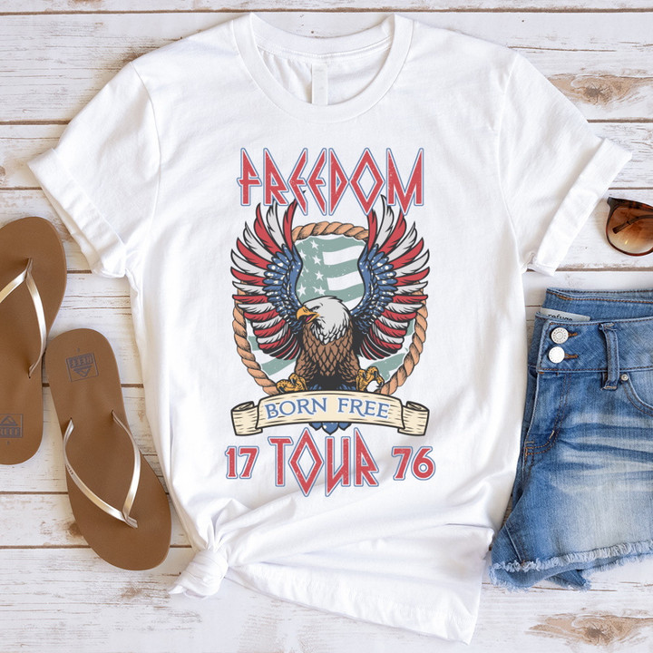 Retro 4th of July Shirt, Freedom Tour, Born to Be Free T-Shirt, Memorial Day Shirt MN20523-4