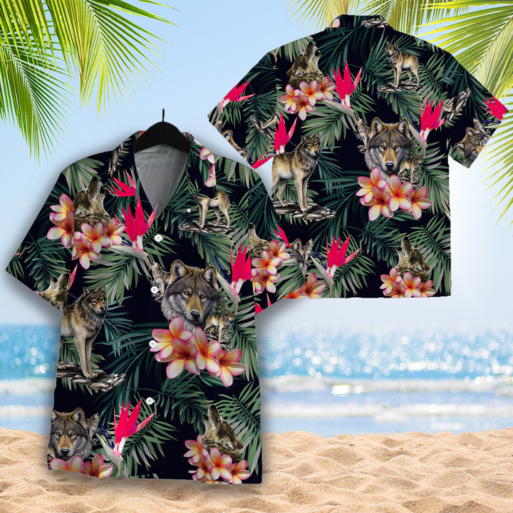 Wolf Hawaii Shirt, Summer aloha shirt, Gift for summer