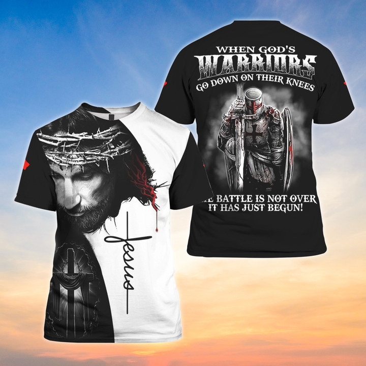 When God's Warriors Go Down On Their Knees 3D Shirt, Christian 3D Shirt for Men
