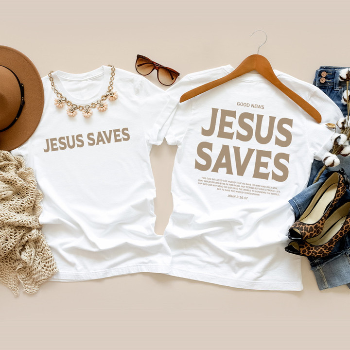 Jesus Saves John 3:16 Good News Christian Faith Bible Verse T-Shirt for Women MN3007