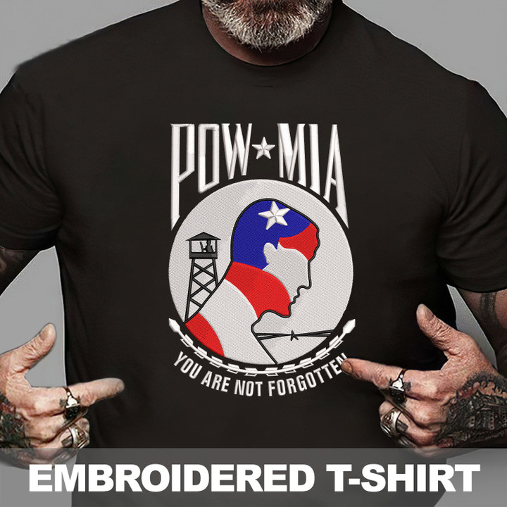 Never Forget: POW MIA Memorial Embroidered T-shirt