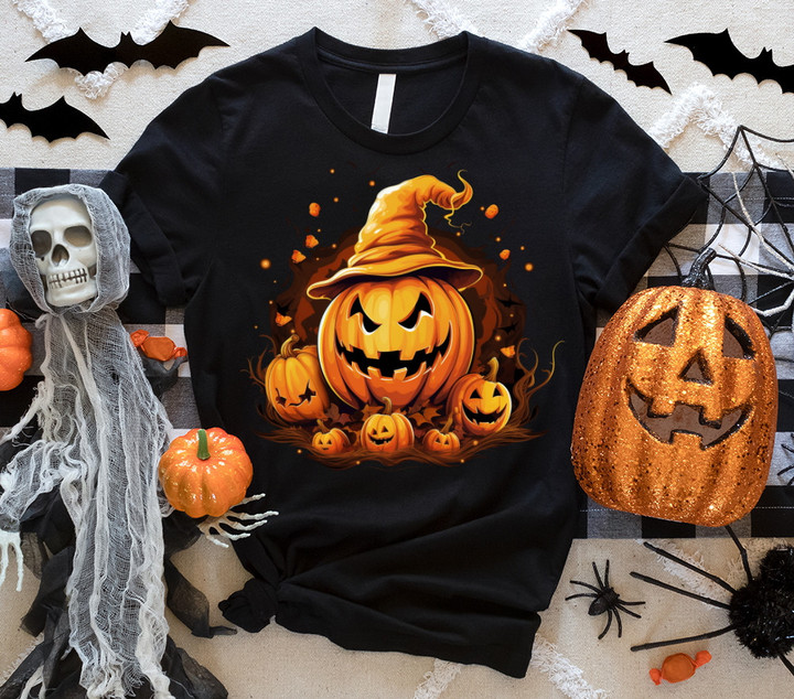 Halloween Shirt, Cute Ghost Pumpkin Unisex Shirt