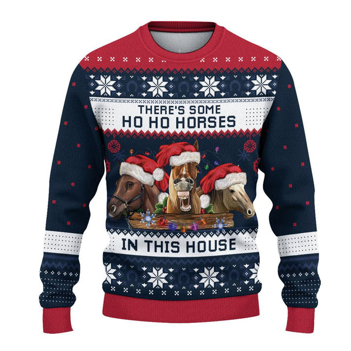 There's Some Ho Ho Horses In This House Farmhouse Animal Decoration Ugly Christmas Sweater