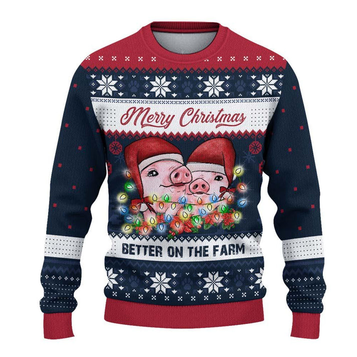 Merry Christmas Better On The Farm Pig Ugly Christmas Sweater