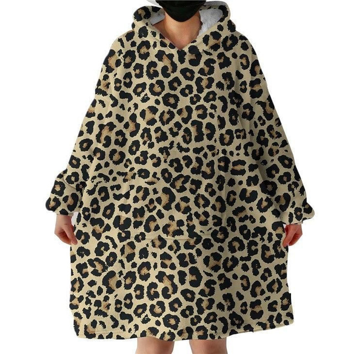 Leopard On Brown Background Design Hoodie Blanket