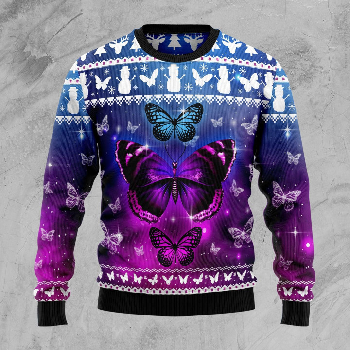 Purple Butterfly Ugly Christmas Sweater