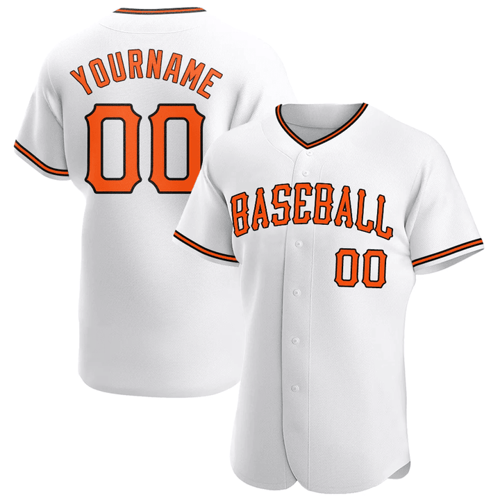Custom White Orange-Black Baseball Jersey