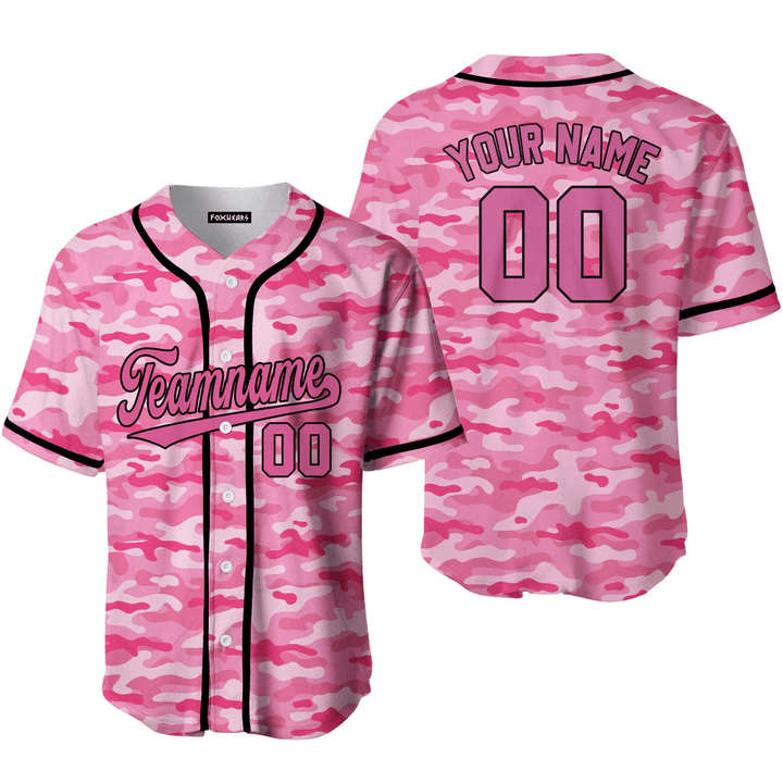 Custom Pink Camouflage Pink Black Baseball Jerseys For Men & Women