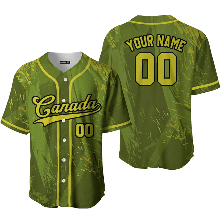 Canada Camouflage Green Yellow Black Custom Name Baseball Jerseys For Men & Women
