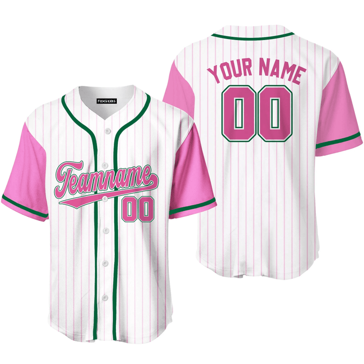Custom White Pink Raglan Pink Green Baseball Jerseys For Men & Women