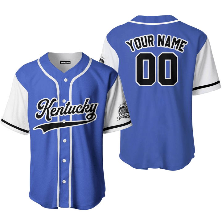 Kentucky Drink Blue Black White Custom Name Baseball Jerseys For Men & Women