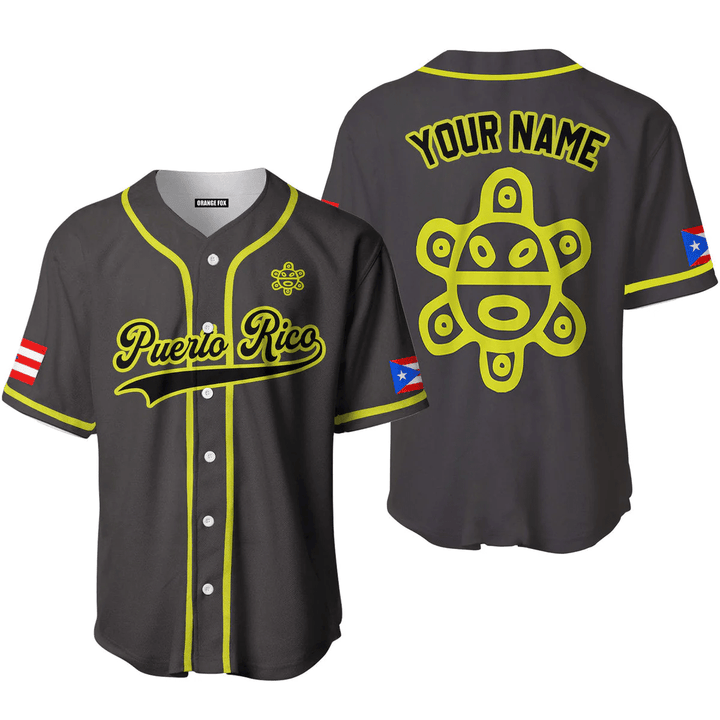 Puerto Rico Grey Black Yellow Custom Name Baseball Jerseys For Men & Wome