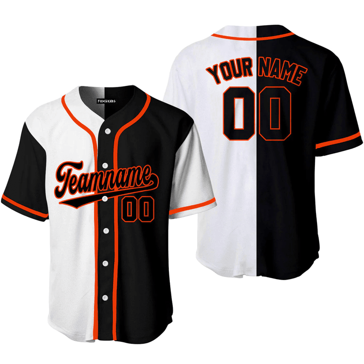 Custom Black Orange White Split Fashion Baseball Jerseys For Men & Women