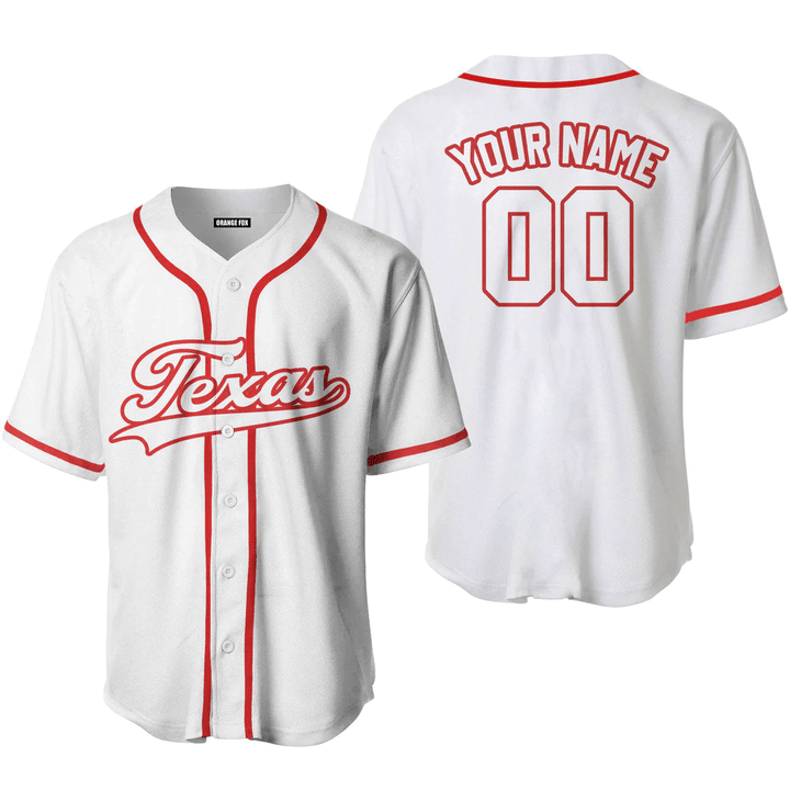 Texas White Red Custom Name Baseball Jerseys For Men & Women