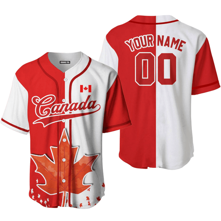 Canada Flag Red White Custom Name Baseball Jerseys For Men & Wome