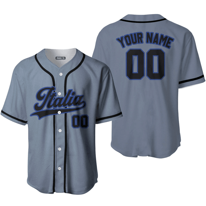 Italia Grey Black Blue Custom Name Baseball Jerseys For Men & Women