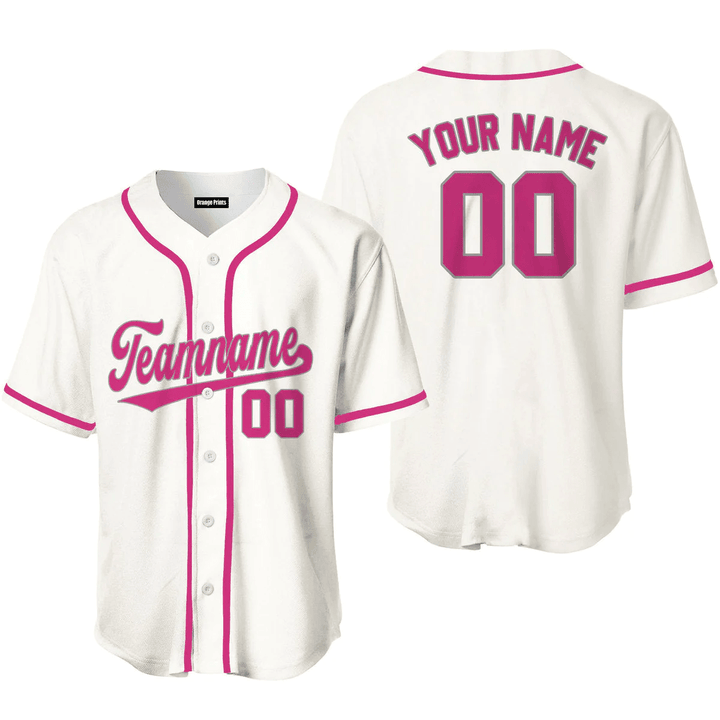 Custom Cream Pink Grey Baseball Jerseys For Men & Women