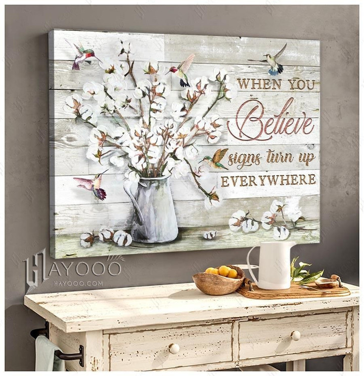Hummingbird - Matte Canvas - When You Believe Signs Turn Up Everywhere