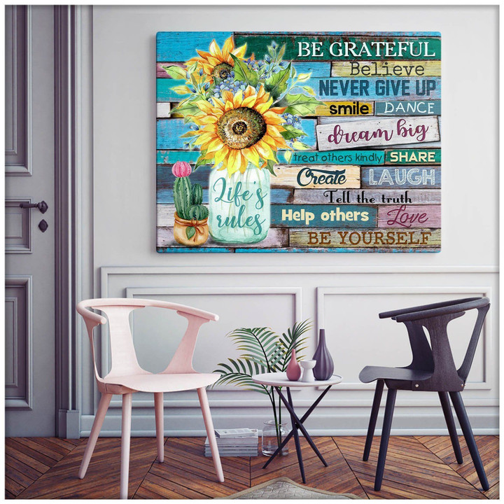 Sunflower Life's Rules Be Grateful Believe Smile Special Matte Canvas