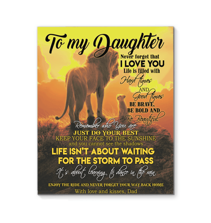 Lion Life Is Filled With Hard Times Message Dad Gift To Daughter Matte Canvas