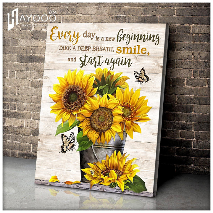 Sunflower - Matte Canvas - Every Day Is A New Beginning