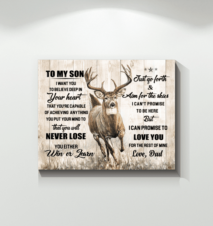 Christmas Gifts To My Son You're Capable Of Achieving Anything Reindeer Matte Canvas