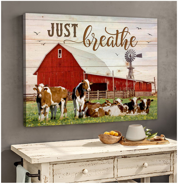 Cow Just Breathe Simple Special Matte Canvas Gift