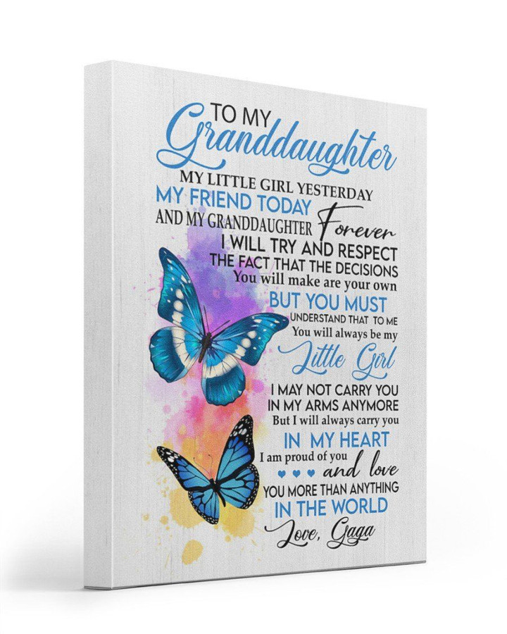 My Friend Today Gaga To Granddaughter Butterflies Matte Canvas Matte Canvas