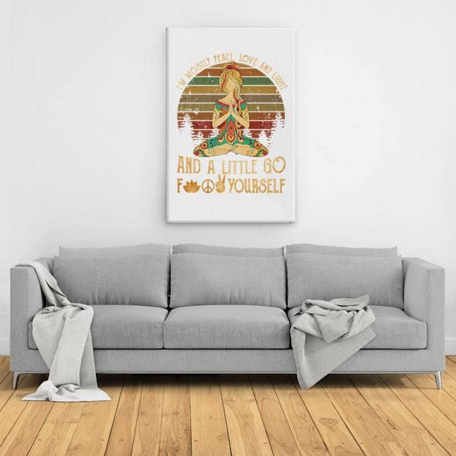 I'm Mostly Peace Love And Light Gifts For Yoga Lovers Matte Canvas