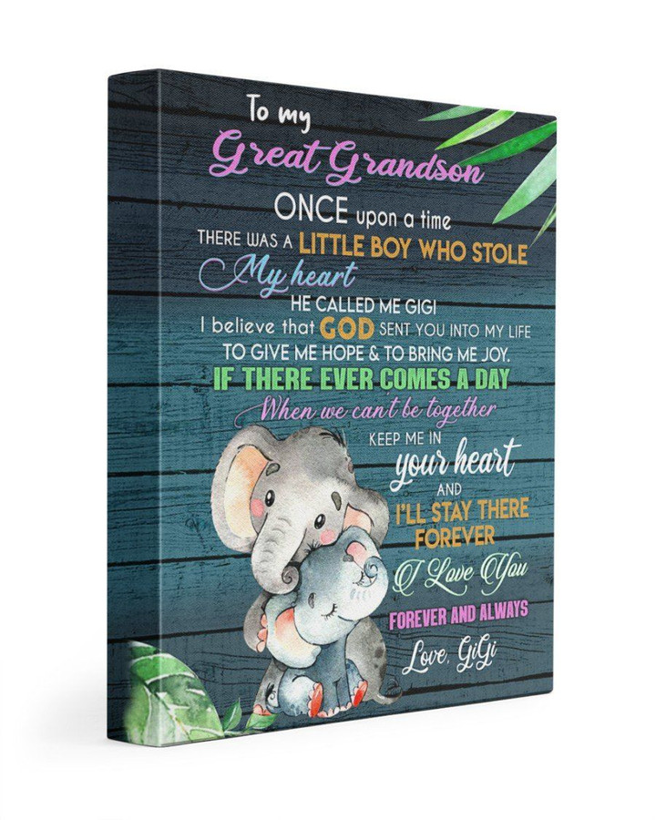 Keep Me In Your Heart Elephant Gigi Gift For Great Grandson Matte Canvas