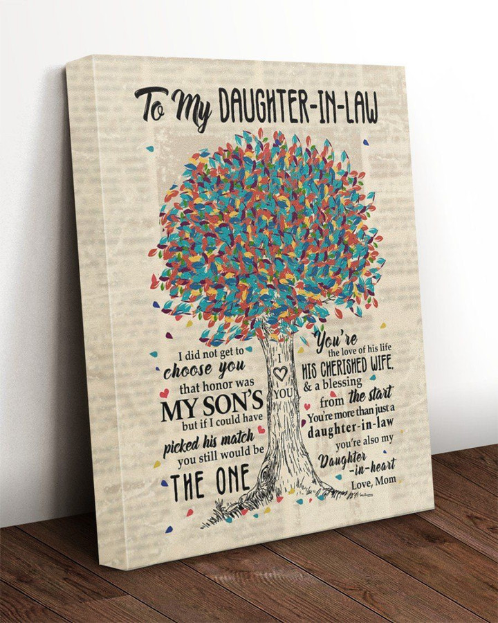 I Didn't Get To Choose You Colorful Tree Mommy Gift For Daughter In Law Matte Canvas