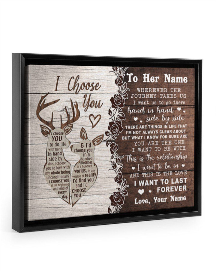 You Are The One Deer Custom Name Gift For Wife Framed Matte Canvas