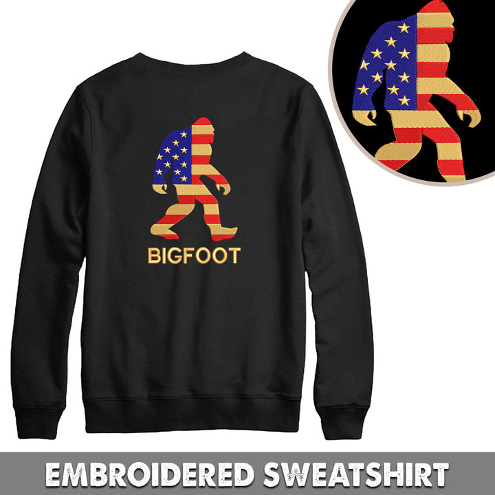 Embroidered Sweatshirt Bigfoot Usa