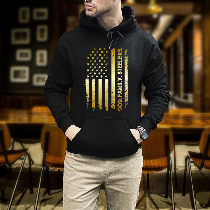 God Family Steelers Pro Us Flag Father's Day Dad gift Printed 2D Unisex Hoodie
