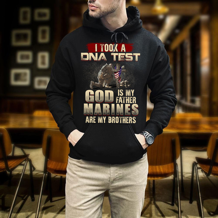 I Took A DNA Test God Is My Father Marines Are My Brothers Printed 2D Unisex Hoodie