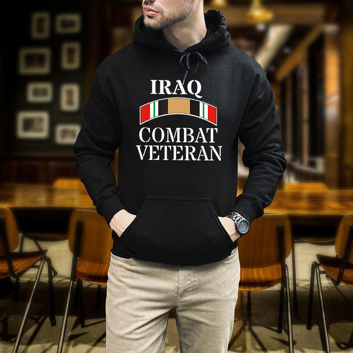 Iraq Combat Veteran Proud Military Army Served Iraq Printed 2D Unisex Hoodie