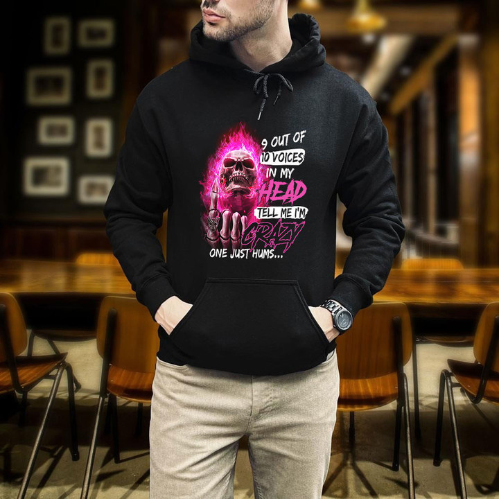 Skull 9 Out Of 10 Voice In My Head Tell Me I'm Crazy Mens s With Sayings Gifts Printed 2D Unisex Hoodie