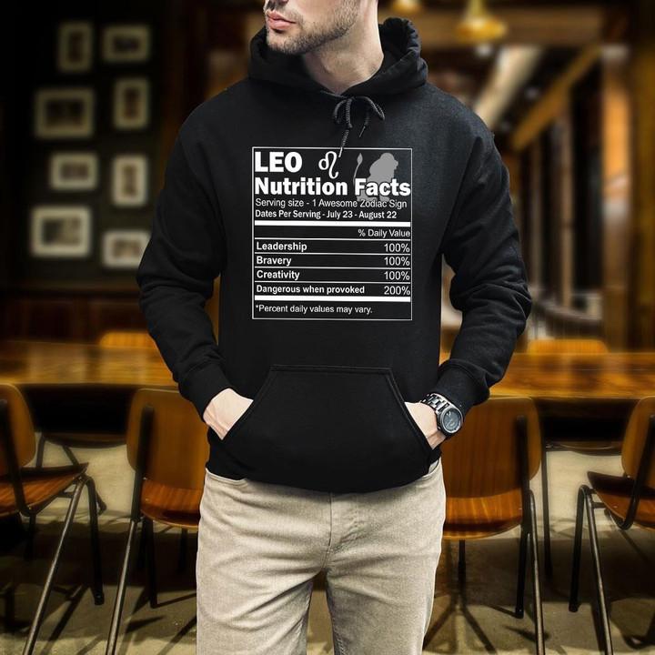 Leo Zodiac Leo Nutrition Facts Astrological Sign Birthday Gift Idea For Her Birthday Gift Unisex Printed 2D Hoodie