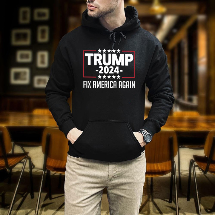 Trump Trump 2024 Fix America Again Printed 2D Unisex Hoodie