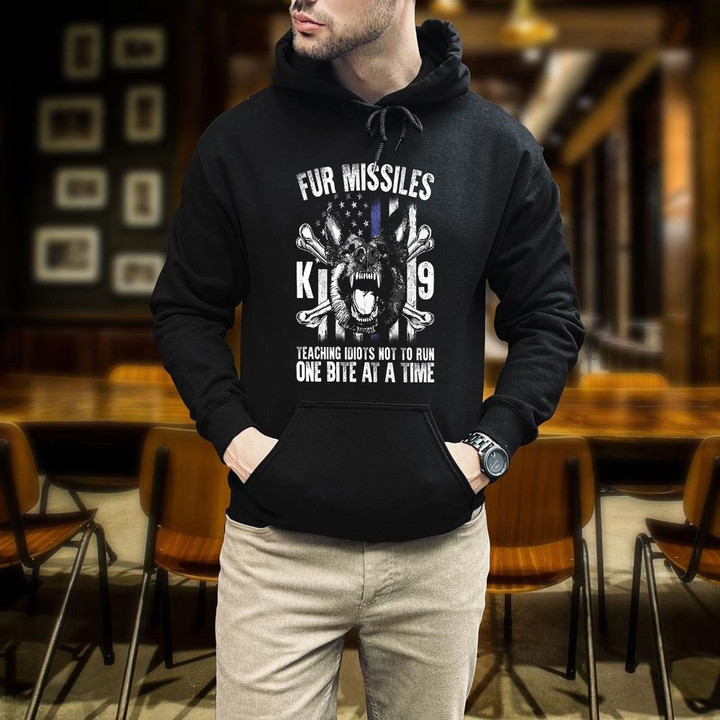 Veteran Fur Missiles Teaching Idiots Not To Run One Bite At A Time Printed 2D Unisex Hoodie