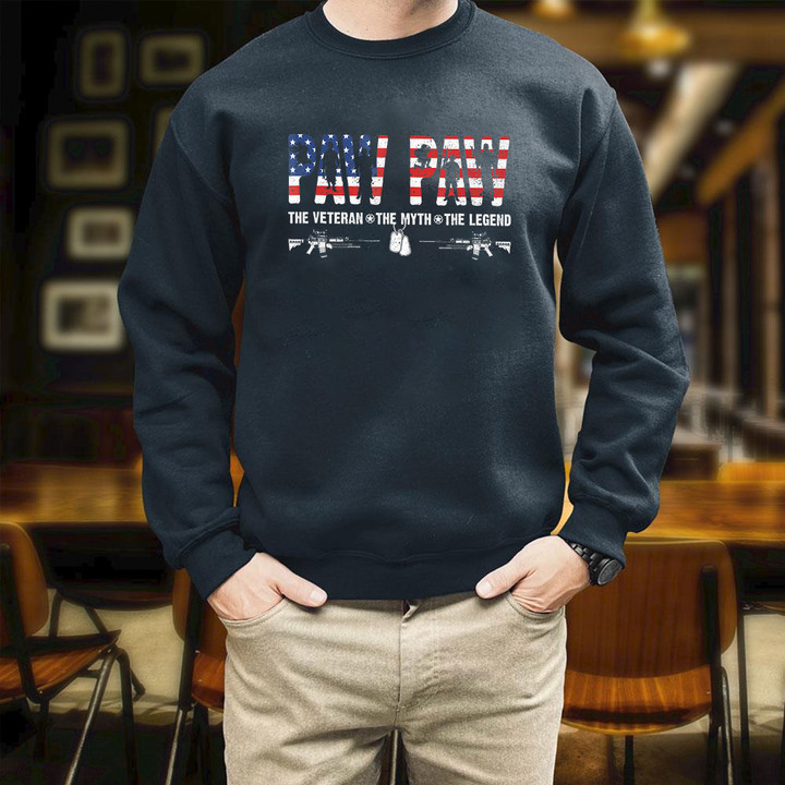 Paw Paw The Veteran The Myth The Legend Veterans Day Gifts For Husband Printed 2D Unisex Sweatshirt