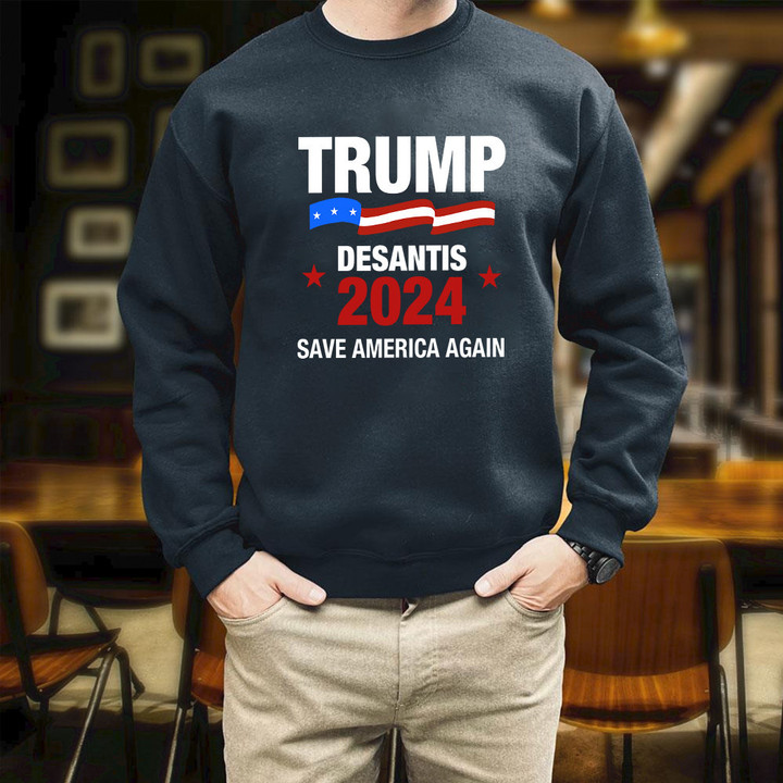 Veteran Trump Trump Desantis 2024 Save America Again Printed 2D Unisex Sweatshirt