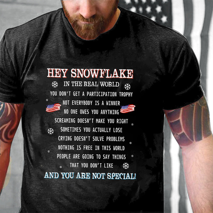 Veterans Hey Snowflake The Real World Veteran Printed 2D Unisex T-Shirt