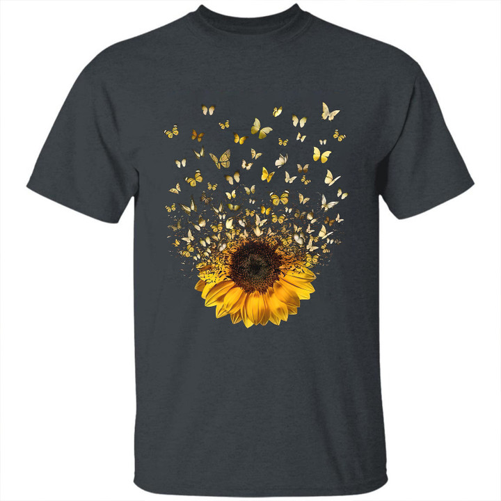 Butterfly Sunflower Flying Unique Design Great Gift For Mom Printed 2D T-Shirt