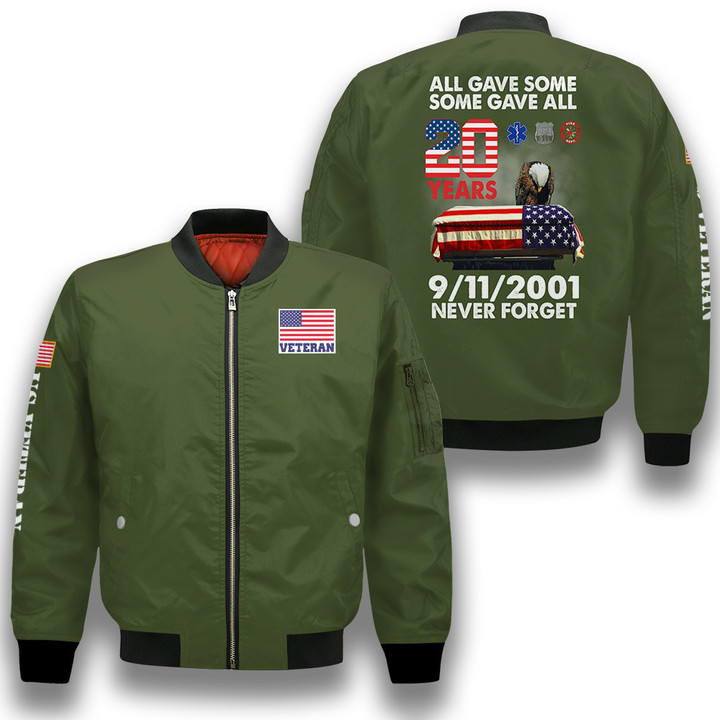 Patriot Day 11Th Of September All Gave Some Some Gave All Green 3D Printed Unisex Bomber Jacket