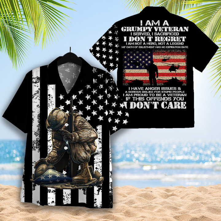 I Am A Grumpy Veteran I Don't Care Hawaiian Shirt Veteran Shirt
