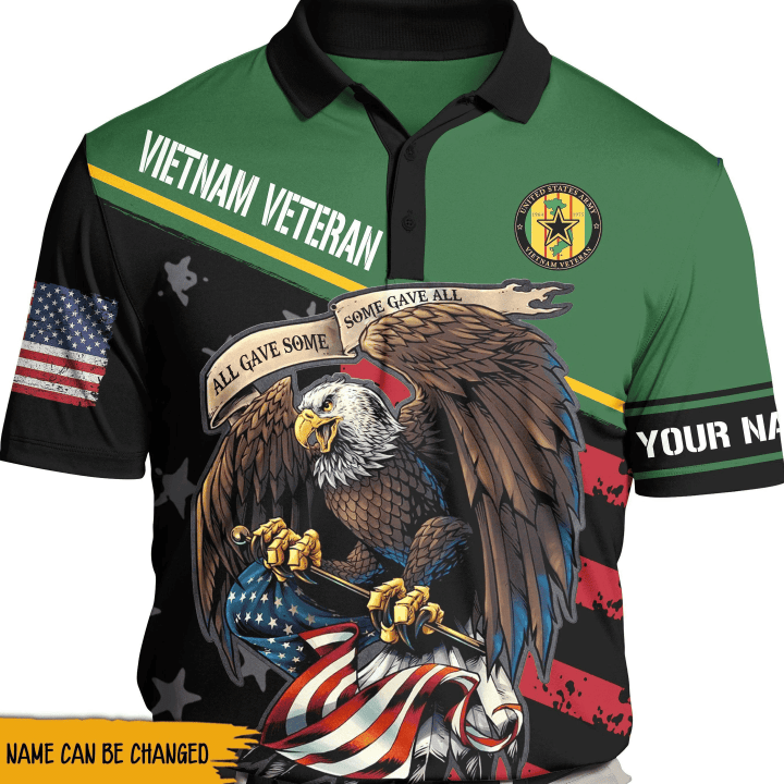 Vietnam Veteran Custom Name All Over Printed Polo Shirt Personalized Gift