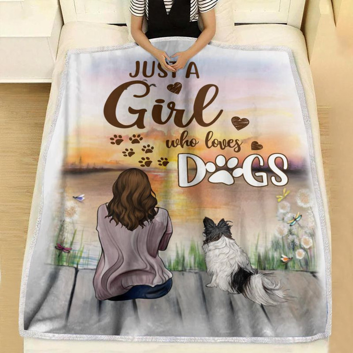 Papillion Dog Just a Girl Who Loves Dogs Blanket