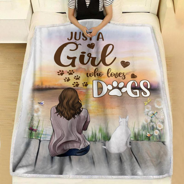 Bull Terrier Dog Just a Girl Who Loves Dogs Blanket